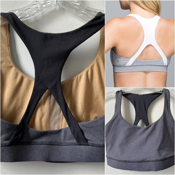 lululemon athletica Other - Lululemon Mesh Racerback Yoga Gym Sports Bra Gray Striped 8